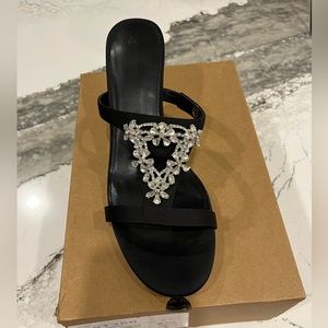 Black rhinestone sandals